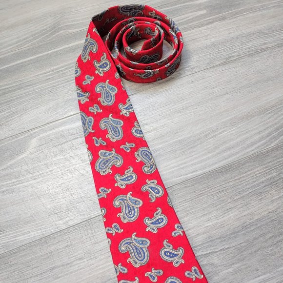 EUC Vintage Men's Oscar de la Renta Couture Collection 100% Silk Necktie Red - Picture 5 of 9